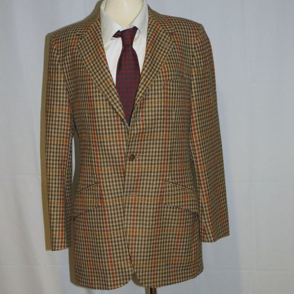 Swaine Adeney Brigg Bladen Wool Brown Check Three Button Sport Coat 38R - Picture 2 of 11